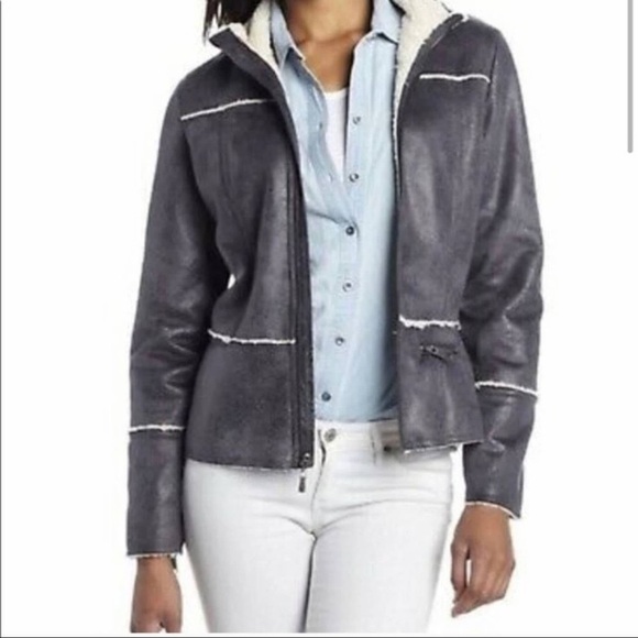 NWOT. Prana Large Esme Faux Suede Sherpa Lined Motor Jacket. - Picture 1 of 12